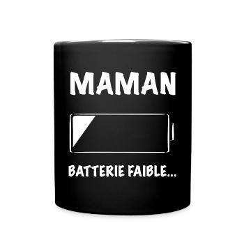 Cadeau Humour Maman Fatigué Batterie faible - Mug uni - noir - Devant