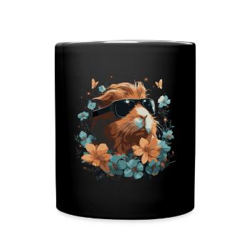 Cochons d’Inde et fleurs - Mug uni - noir - Devant