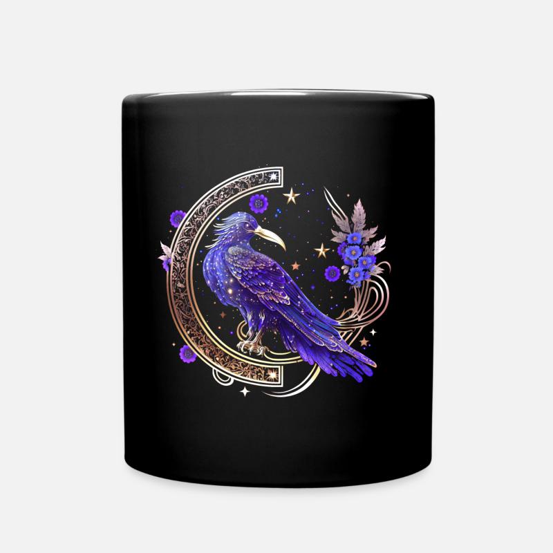 Mystische Krähe, Wicca, Morrigan, Keltisch, Vogel - Tasse einfarbig - Schwarz
