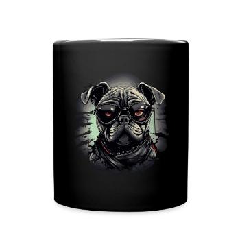 Pug dog with nerd glasses - Full Colour Mug - black - Front