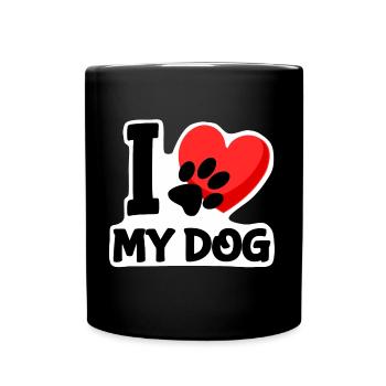 J’aime mon chien - Propriétaire de chien, Chien, Promenez-vous - Mug uni - noir - Devant