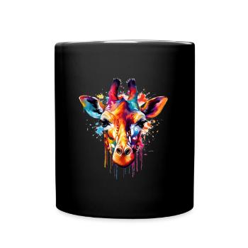 Girafe dégoulinante colorée - Mug uni - noir - Devant