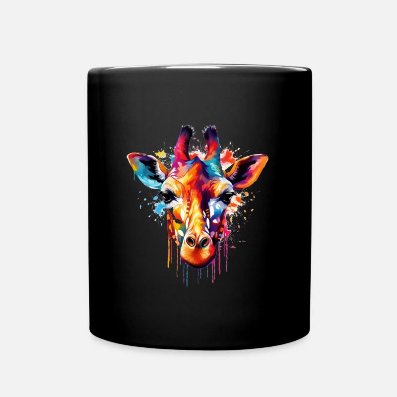 Bunte tropfende Giraffe - Tasse einfarbig - Schwarz