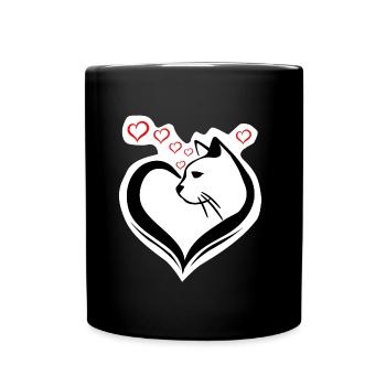 Cœur de chat très mignon pour amoureux des chats chéri - Mug uni - noir - Devant