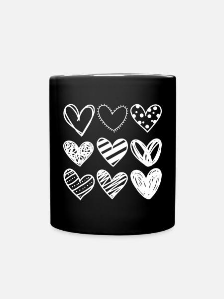 Doodle Hearts Sketchset - Full Colour Mug - black