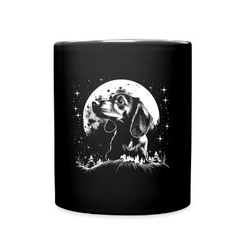 Dackel im Mondlicht - Tasse einfarbig - Schwarz - Vorne