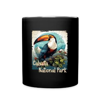 Cahuita National Park Toucan retro style - Full Colour Mug - black - Front