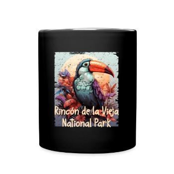 Rincon de la Vieja Tukan retro style - Full Colour Mug - black - Front