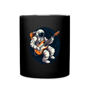 Astronaut mit Gitarre Weltraum Gitarrist - Tasse einfarbig - Schwarz - Vorne