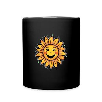 Sonnenblume Lachen Fröhlich - Tasse einfarbig - Schwarz - Vorne
