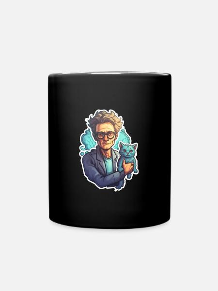 Schrödinger and his cat - Full Colour Mug - black