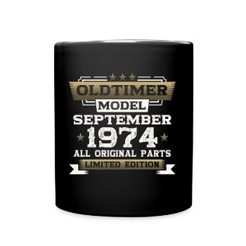 49th birthday classic car September vintage 1974 - Full Colour Mug - black - Front