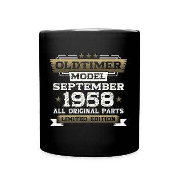 65. Geburtstag Oldtimer September Jahrgang 1958 - Tasse einfarbig - Schwarz - Vorne