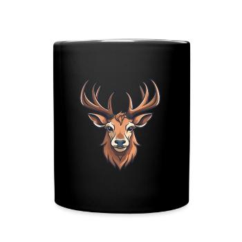 Hirsch, Hirschkopf - Tasse einfarbig - Schwarz - Vorne