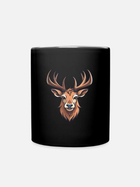Hirsch, Hirschkopf - Tasse einfarbig - Schwarz