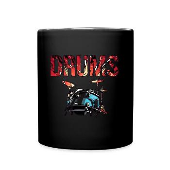 Schlagzeug Schlagzeuger Musik - Tasse einfarbig - Schwarz - Vorne