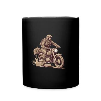 Moto Vintage Motocycliste - Mug uni - noir - Devant