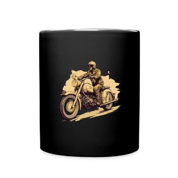 Moto Vintage Motocycliste - Mug uni - noir - Devant