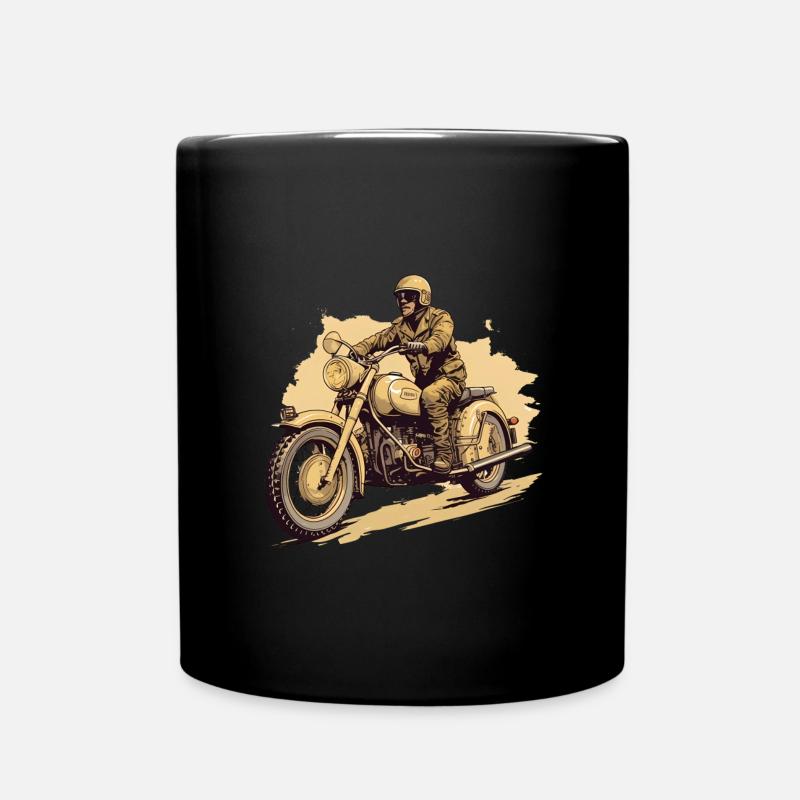 Vintage Motorrad Motorradfahrer - Tasse einfarbig - Schwarz
