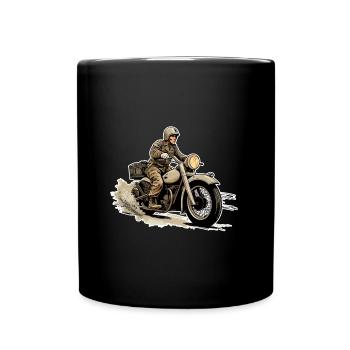 Moto Vintage Motocycliste - Mug uni - noir - Devant