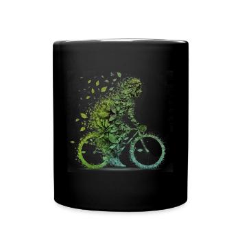 Fahrrad fahren Umweltschutz CO2 Abdruck Fitness - Tasse einfarbig - Schwarz - Vorne