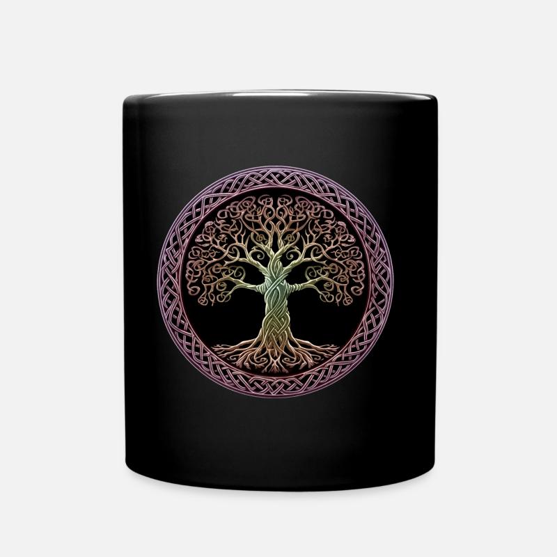 Yggdrasil, Baum des Lebens, keltisches Symbol - Tasse einfarbig - Schwarz