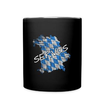 Servus Bayern - Tasse einfarbig - Schwarz - Vorne
