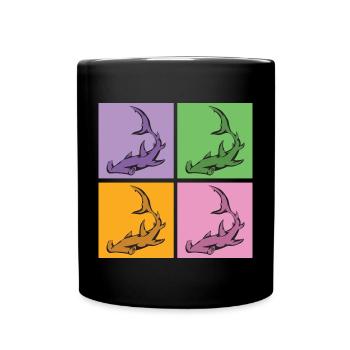 Sea Creature Animal Gift Pop Art Hammerhead Shark - Full Colour Mug - black - Front