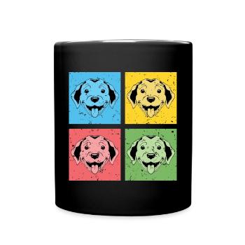 Hundeliebhaber Hunde Geschenk Pop Art Puggle - Tasse einfarbig - Schwarz - Vorne