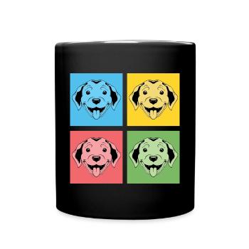 Hundefreund Hund Haustier Geschenk Pop Art Puggle - Tasse einfarbig - Schwarz - Vorne