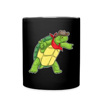 Tortue Cowboy Chapeau de Cowboy - Mug uni - noir - Devant