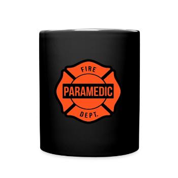 Sanitäter Feuerwehr - Tasse einfarbig - Schwarz - Vorne