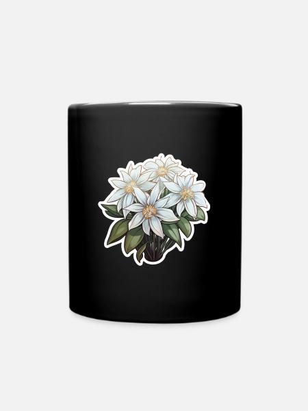 Edelweiss Fleur Plante Montagnes - Mug uni - noir