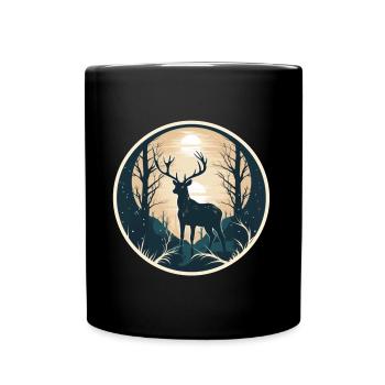 Hirsch Natur - Tasse einfarbig - Schwarz - Vorne