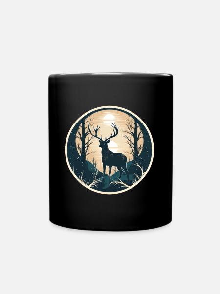 Hirsch Natur - Tasse einfarbig - Schwarz