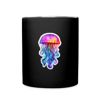 Bunte Qualle - Tasse einfarbig - Schwarz - Vorne