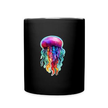 Bunte Qualle - Tasse einfarbig - Schwarz - Vorne