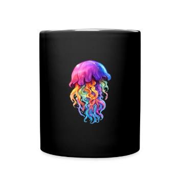 Bunte Qualle - Tasse einfarbig - Schwarz - Vorne