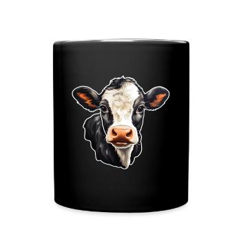 Holsteiner Calf Farm Gift FarmerCow Head - Full Colour Mug - black - Front