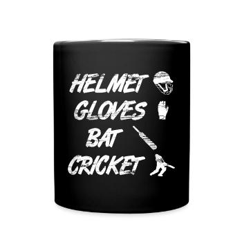 Helmet Gloves Bat Cricket - Full Colour Mug - black - Front