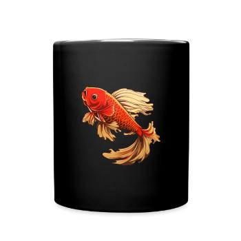 Koi Fish Japanese Carp Pond - Full Colour Mug - black - Front