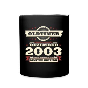 20. Geburtstag Oldtimer Dezember Jahrgang 2003 - Tasse einfarbig - Schwarz - Vorne