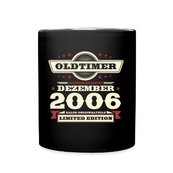 17. Geburtstag Oldtimer Dezember Jahrgang 2006 - Tasse einfarbig - Schwarz - Vorne