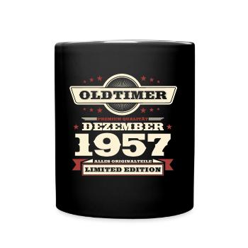 66. Geburtstag Oldtimer Dezember Jahrgang 1957 - Tasse einfarbig - Schwarz - Vorne