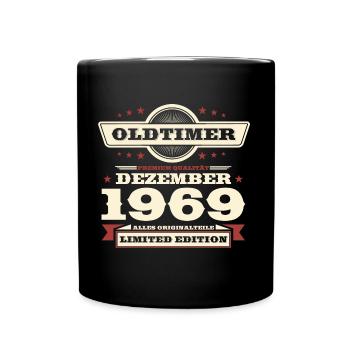 54. Geburtstag Oldtimer Dezember Jahrgang 1969 - Tasse einfarbig - Schwarz - Vorne