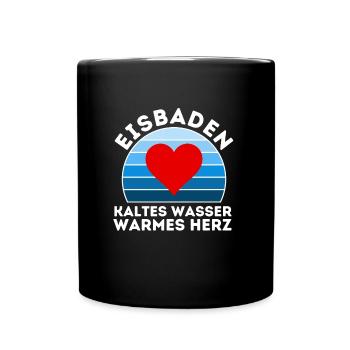 Eisbaden Kaltes Wasser Warmes Herz - Tasse einfarbig - Schwarz - Vorne