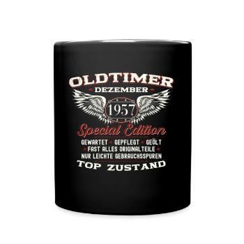 66. Geburtstag Oldtimer Dezember Jahrgang 1957 - Tasse einfarbig - Schwarz - Vorne