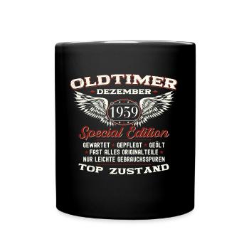 64. Geburtstag Oldtimer Dezember Jahrgang 1959 - Tasse einfarbig - Schwarz - Vorne