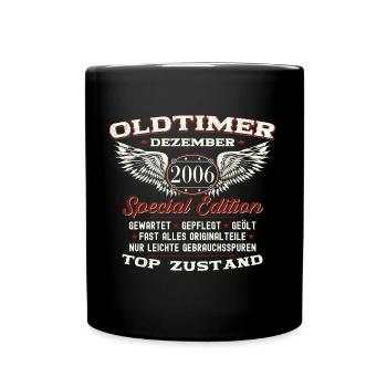 17. Geburtstag Oldtimer Dezember Jahrgang 2006 - Tasse einfarbig - Schwarz - Vorne