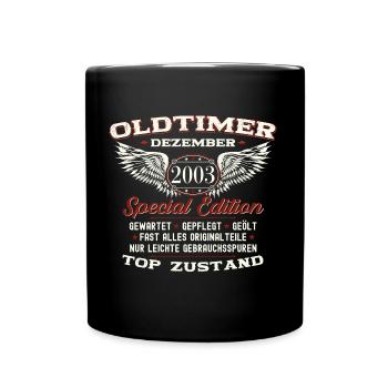 20. Geburtstag Oldtimer Dezember Jahrgang 2003 - Tasse einfarbig - Schwarz - Vorne